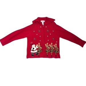 Vintage Heirloom Collectibles Christmas Sweater Santa Reindeer Holiday Retro VTG
